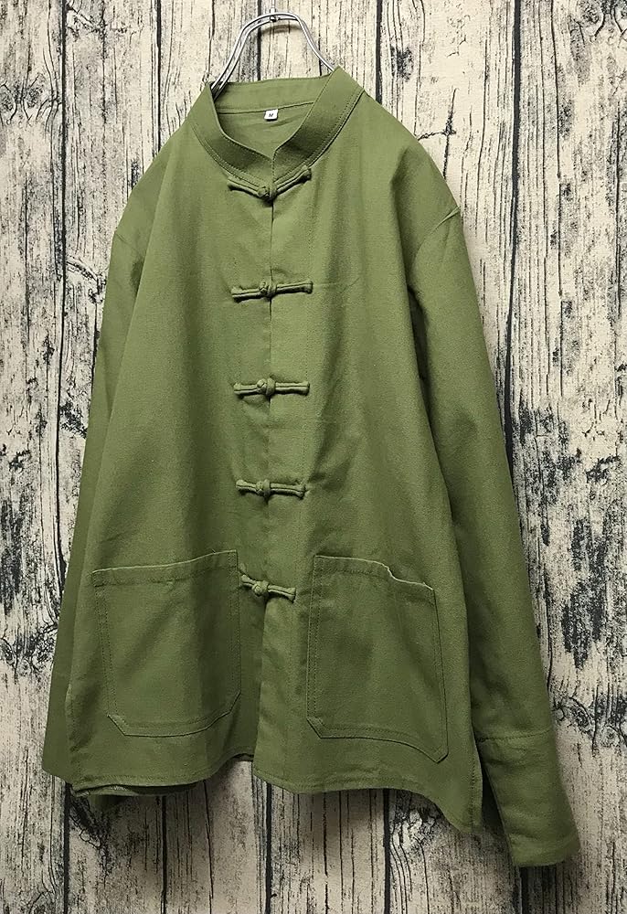 チャイナシャツ　カンフーシャツ　ボタン　光沢あり　刺繍　ドラゴン　カーキー色 3 楽天市場】チャイナ服 メンズ チャイナシャツ カンフーシャツ